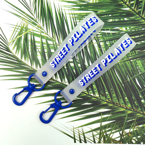 YYX Custom Logo Rubber Wristlet Key Ring Chain Loop PVC Keyring Silicone Wristband Keychains With Metal Clip and Ring