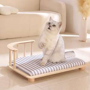 Echt houten natuurlijk kattenbed met handvat, echt comfortabel <span class=keywords><strong>bed</strong></span> voor kleine honden - Product Image 6