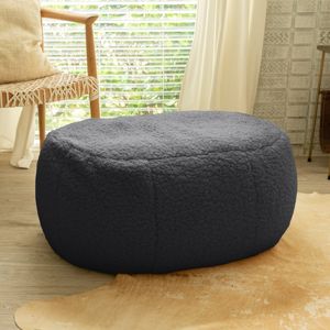 DB Jaxx Ellis Puf de felpa de cordero de imitación de oveja otomana negra ovalada extraíble para diseño interior moderno para dormitorio de bebés y niños - Product Image 4