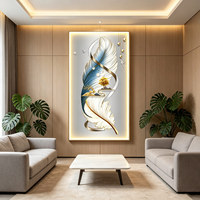 Peinture murale décorative illuminée de luxe moderne de grande taille pour entrée, salon, couloir, hôtel, bureau