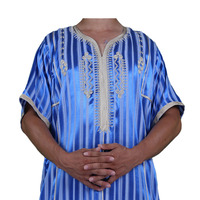 Vêtements musulmans traditionnels nigérians pour hommes Jubba en tissu brillant avec demi-manche Maroc Design Tailles 54-62