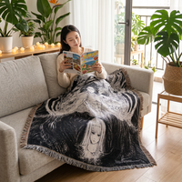 Couverture tissée anime sur mesure, douce, pour canapé, lit et chaise
