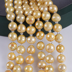 Edison Round Natural <b>Freshwater</b> <b>Pearl</b> String 18cm11-13mm Shiny Oil Plated Loose DIY Jewelry <b>Bracelet</b> Material - Product Image 4