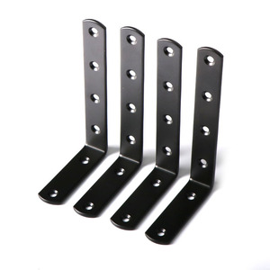 Support d'angle en forme de L noir 125x75mm, support mural en acier pour fixation d'étagères - Product Image 1