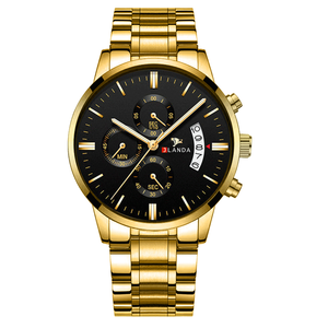 JLANDA Montres pour hommes Top Brand Chronographe Watch Men Stainless Steel Quartz Watches Black Male relogio masculino - Product Image 1
