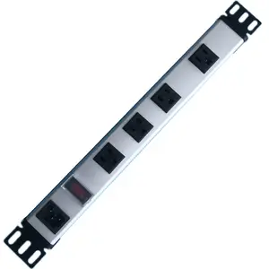 IEC 60320 Inlet C14 POWER STRIP, NEMA 5-15R 16 AMERICAN SOCKET, VERTICAL RACK / SURFACE MOUNT, METAL ENCLOSURE, D.P.