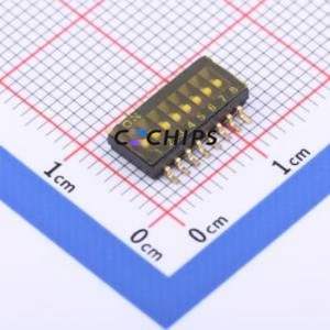 THS108 DIP Switch SMD-16P,5.4x11.8mm Switch Flat Toggle, Groove Type Single Pole Single Throw 8 1.27mm - Product Image 1