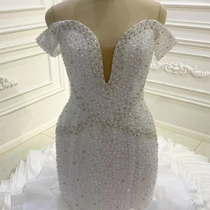 Vestido de Novia Estilo Sirena con Encaje, Falda Cola de Pez, Hombros Descubiertos, Sin Mangas, Escote Profundo en V, Sexy - Product Image 2