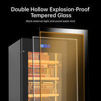 Humidor à cigares électrique à affichage numérique et fonctionnement silencieux, avec serrure de sécurité, en acier inoxydable écologique, 163L, style américain