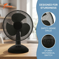 Petit ventilateur de table mécanique léger de 9 pouces pour dortoir d'étudiant, bureau, poste de travail, vente en gros