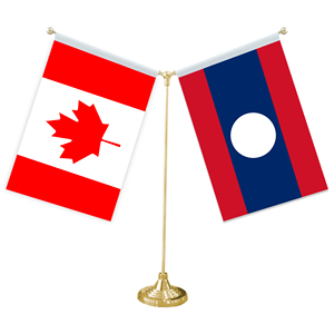 ธงตั้งโต๊ะรูปตัว Y พร้อมฐานโลหะสำหรับตกแต่งธงขนาดเล็กที่ปรับแต่งได้ (ธงแคนาดาและลาว) - Product Image 1