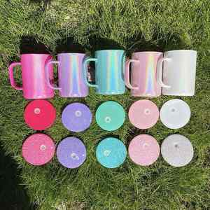 แก้วกาแฟแบบมีฝาพลาสติก PP ขนาด 17 ออนซ์ สีสันสดใส ประกายวิบวับ สำหรับงานซับลิเมชั่น - Product Image 2