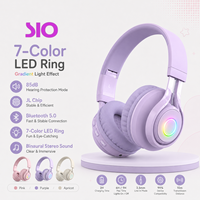 Casque audio LED coloré et mignon, pliable, stéréo, avec micro, pour filles, garçons et étudiants