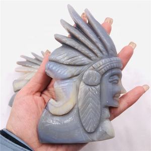 Vente en gros d'agate de tête indienne, en cristaux de guérison naturels, sculptée à la main, pour la décoration, 1 pièce - Product Image 1
