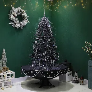 Yapay siyah yılbaşı ağacı Polar LED ışıkları, düşen kar kapalı ve açık dekorasyon noel ağacı