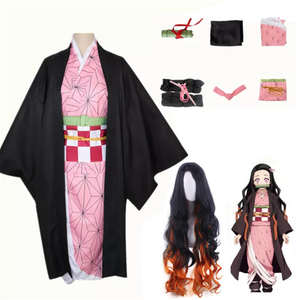 Kamado Nezuko <span class=keywords><strong>Anime</strong></span> Geschwister Halloween <span class=keywords><strong>Cosplay</strong></span> <span class=keywords><strong>Anime</strong></span>-Kostüm mit Perücke Ecoparty - Product Image 1