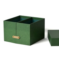 Boîte en carton carrée à double ouverture, de qualité supérieure, verte, à compartiments multiples, avec impression personnalisée du logo, fermeture magnétique, en papier EC