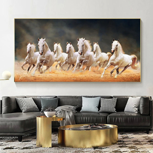 Arte de decoración moderna, Caballo Blanco, pintura en lienzo para correr, póster abstracto de animales, cuadro de Arte de pared, sala de estar, porcelana de cristal - Product Image 4