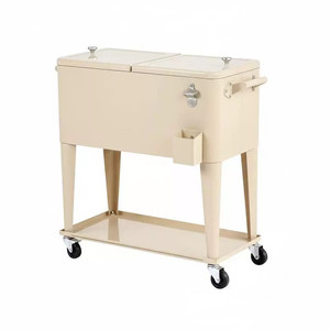 Chariot isotherme vintage en métal de haute qualité 80QT pour boissons d'extérieur avec ouvre-bouteille et palette, idéal pour bière, cola, lait - Product Image 1