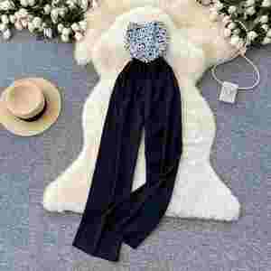 Mono Largo Casual de Verano sin Tirantes para Mujer, sin Mangas, de Cintura Alta, con Encaje Floral y Diseño de Parches, Venta al por Mayor - Product Image 3