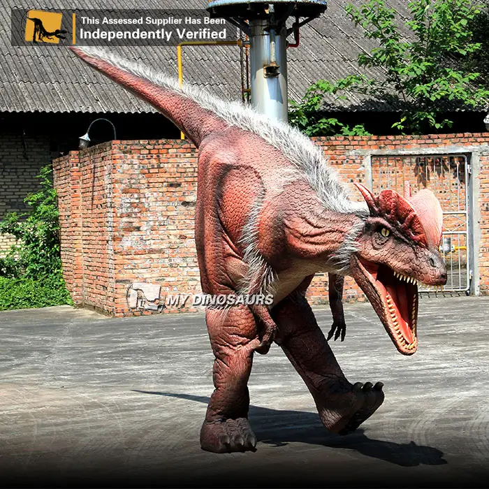 MY Dino L-202 6ft Tall Life Size Dinosaur Hidden Legs Dilophosaurus Costume for Sale