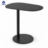 Table basse moderne en fer réglable avec plateau asymétrique