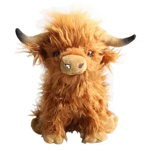 Decorazioni per la casa all'ingrosso su misura popolare vivido scozzese Highland mucca peluche peluche