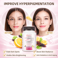 Píldoras blanqueadoras de glutatión personalizadas de 90000 mg, píldoras veganas para blanquear la piel con cápsulas antioxidantes para blanquear la piel para adultos