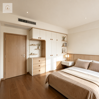 Armoires XINGRUO, meubles de chambre à coucher, armoire à panneaux plats, placage en chêne, finition mate, panneau perforé et étagères pour la maison