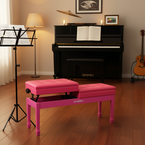 Banco de Piano Acolchado de Madera de 3.5 Pulgadas Duet, Silla Doble para Teclado Resistente, Acabado en Cerezo Antideslizante, Altura Ajustable, Taburete para Músico - Product Image 2