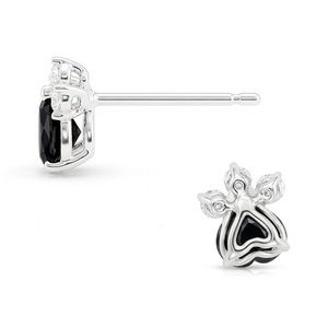New Trendy Lovely <b>Cat</b> Design Real 18K Solid Gold Natural Diamond Sapphire Heart Shape ODM Single Stud <b>Earring</b> For Mix Matching - Product Image 2