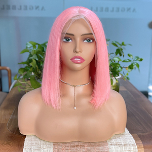 Pelucas Bob Rosas de Cabello Humano, 180% de Densidad, Sin Pegamento, 8 Pulgadas, Encaje Frontal 13x4, Cabello Brasileño Liso Sedoso, Peluca Bob con Raya al Medio - Product Image 2