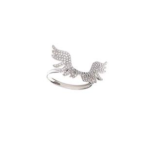 Argent Titane Acier Ensemble de Bijoux Vente Chaude Ange Gardien Ailes Ensemble Collier Boucles D'oreilles Anneau De Couleur Diamant Non fading - Product Image 4