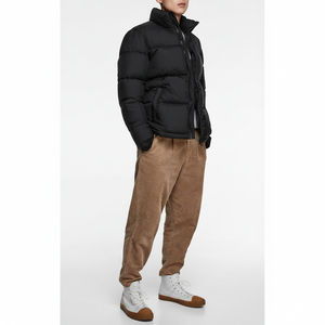 Chaqueta acolchada de algodón con logotipo personalizado para hombre, Abrigo acolchado de burbujas de invierno de diseñador, chaqueta acolchada de poliéster negro para exteriores para hombre - Product Image 1