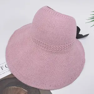 knitted hollow roof sunscreen for women in summer straw hat folding cap