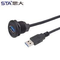 Conector roscado USB3.0 impermeable macho a hembra enchufe Instalación de placa de PC receptáculo FPC con Cable