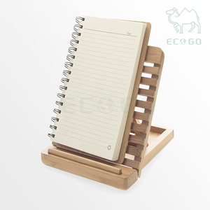 Adjustable Reading Workbook Natural Bamboo Office Desk Organizer <b>Tablet</b> iPad Display Stand Book <b>Holder</b> with 4 Angles - Product Image 1