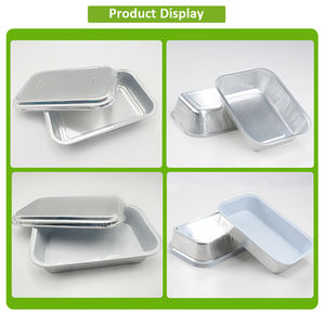 Conteneurs en aluminium blanc enduit de 310 ml personnalisés en usine pour l'emballage de plats chauds en avion avec couvercle en aluminium - Product Image 3