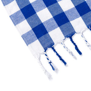 Serviette de plage en coton turc à carreaux 100x180cm, séchage rapide, rectangulaire avec pompons, pour adultes, style européen. - Product Image 3