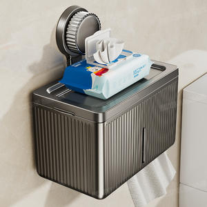 Boîte à mouchoirs rectangulaire murale Blue Vine Gunmetal, sans perçage, support de rangement moderne pour salle de bain - Product Image 2