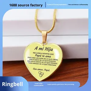 Collar con Colgante en Forma de Corazón con Letra Grabada, Chapado en Oro/Plata, de Acero Inoxidable, Estilo Deportivo Unisex, Moda Budista, Gran Venta 2026 - Product Image 2