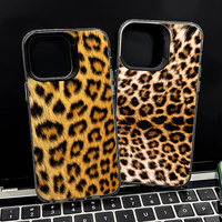 Coque de téléphone dure argentée imprimée léopard rose mat IMD pour iPhone 16E 17