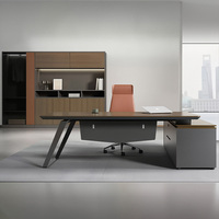 Bureau de direction moderne en forme de L, table de patron en bois, pieds en métal, armoire latérale en option, placement gauche ou droit, mobilier de bureau pour manager