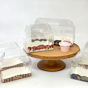 Caja de pastel para llevar con caja de rollo suizo con asa de embalaje de papel de postre de regalo vacía flotante transparente - Product Image 2