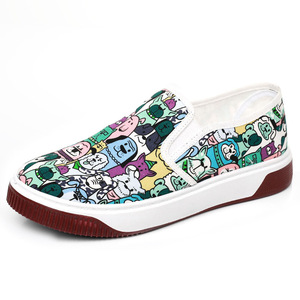 Baskets plates en toile à imprimé dessin animé Wanlian pour femme, chaussures de loisirs à enfiler, bouche peu profonde, semelle en caoutchouc, semelle intermédiaire en EVA - Product Image 5