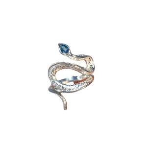 Anillo ajustable de serpiente Punk Vintage para hombre y mujer, anillos de serpiente de circonita azul gótica minimalista, AA00028 - Product Image 1