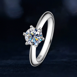 Bague de fiançailles classique unisexe en argent sterling 925 avec diamant naturel VVS, pierre précieuse solitaire - Product Image 3