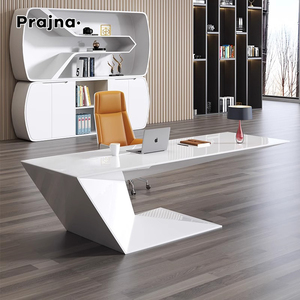 Mesa en Manager Boss CEO Manager Escritorio en forma de L Mesa de oficina ejecutiva de madera blanca para muebles de oficina - Product Image 1