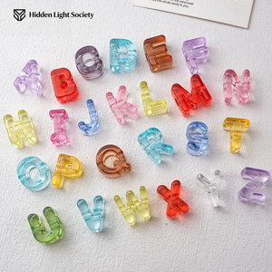 Perles acryliques colorées à trou droit et grand trou, 26 lettres anglaises, pour accessoires <span class=keywords><strong>de</strong></span> bijoux DIY, tissage <span class=keywords><strong>de</strong></span> bracelets - Product Image 3