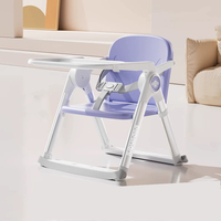 Chaise haute pliable et portable pour bébé, en métal, hauteur réglable, avec rembourrage en plastique, design moderne, utilisation domestique, sécurisée, empilable